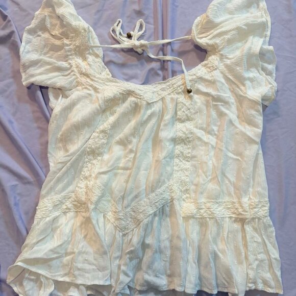 THREE Mixed Brand Cap Sleeve/Sleeveless Blouse Tops SM/MED (2 white, 1 blue) - Picture 7 of 11